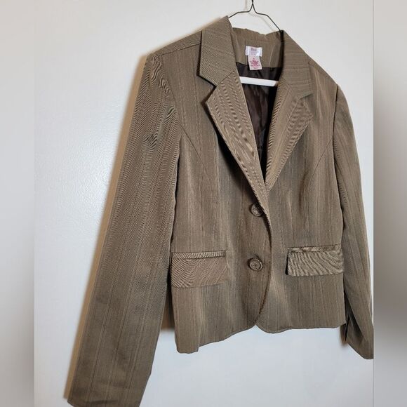 G.H. Bass Blazer Brown Pinstripe Schoolboy Office Y2K 90s Preppy Old Money 4 - Picture 7 of 11